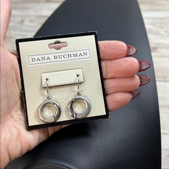 Dana Buchman Circular Silver Earrings - Picture 2 of 3